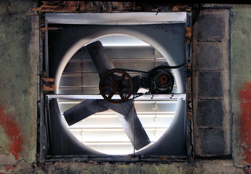 Ventilation fans, some of them the size of a cottage, could be found in every floor and ceiling. 